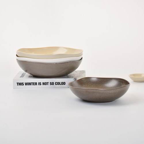 7、9寸酒店陶瓷异形圆盘餐具家用西红柿炒鸡蛋浅盘子纯色高温盘子