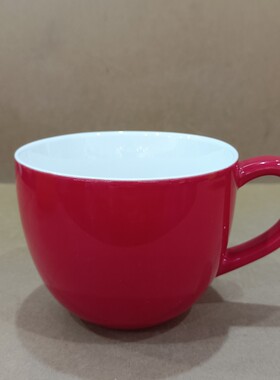 陶瓷杯马克杯办公室家用喝水杯子红色带柄燕麦牛奶早餐杯微瑕尾单