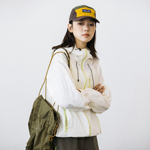 Epicsocotra25夏季 防晒服外套 户外山系拼色拉链连帽防晒衣UPF50