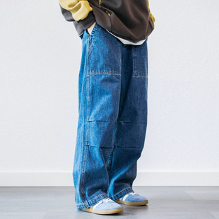 Epicsocotra25春季日系复古宽松直筒牛仔裤男女大口袋工装休闲裤