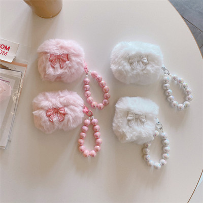 AirPods 4秋冬兔毛毛绒蝴蝶结适用苹果AirPods Pro2蓝牙耳机保护套苹果1/2代耳机壳AirPods 3代耳机壳tpu壳