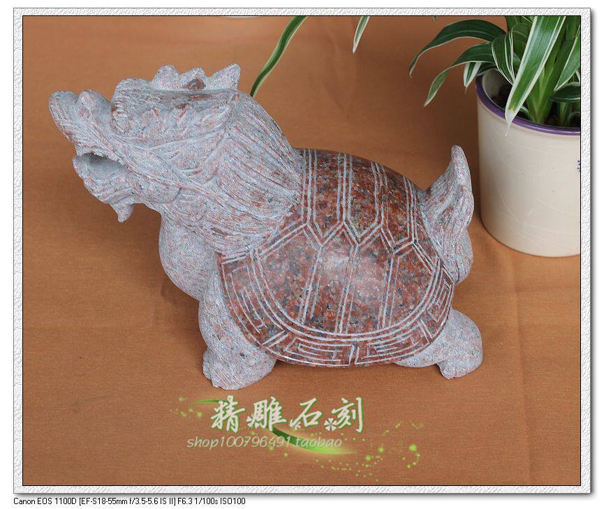 龟工艺品摆件印度红石头龙头龟