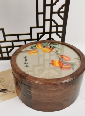 胡桃木新中式糖果盒家用凤彩天依