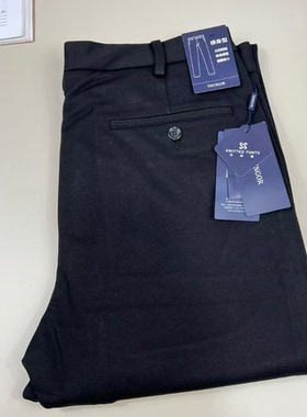 雅戈尔男休闲裤黑色针织弹力修身版型长裤秋冬款厚款310046AWY