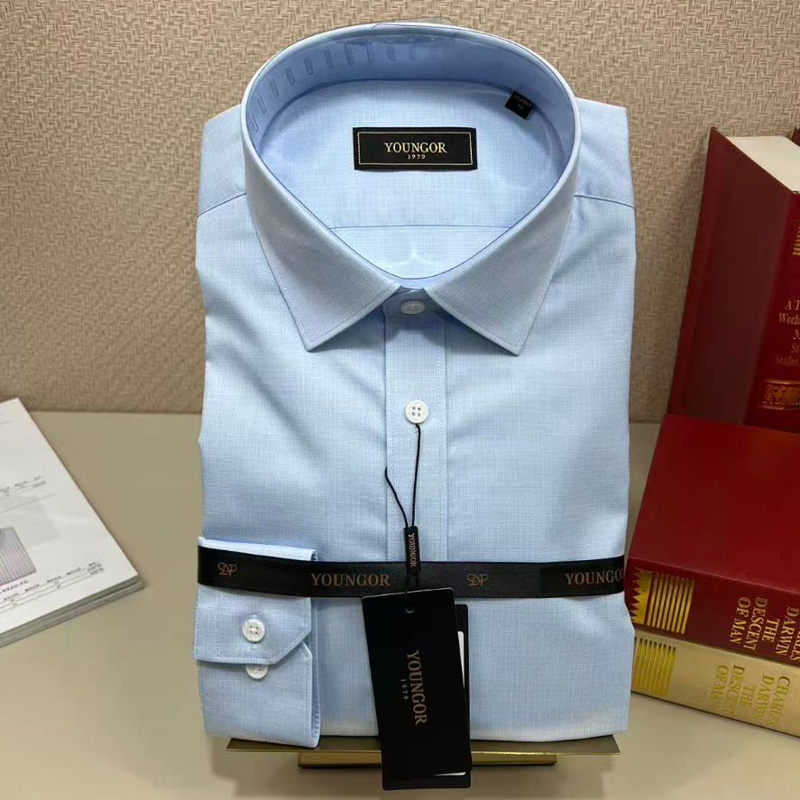 雅戈尔男士全棉DP免烫商务休闲长袖衬衫春季正品 124843HBY
