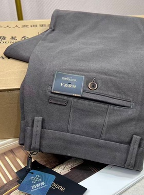 雅戈尔加绒四面弹休闲裤秋冬厚款商务休闲直筒男正品329942WWA