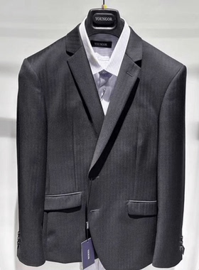 雅戈尔专柜2280元男西服黑色春秋款绵羊毛西装修身版型20008AJY