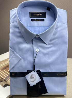 【100支含桑蚕丝】雅戈尔短袖衬衫免烫商务修身男士衬衣114879IBY