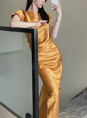 GinGarden新中式纸片人立裁设计连衣裙气质复古高级感订婚礼服裙