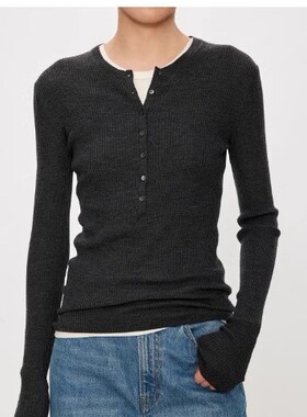 JOC专柜佰搭叠穿风精致窄边亨利领圆领/POLO领纯羊毛针织打底王