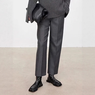 TR重磅精纺羊毛高腰微锥弧形奶奶西裤 王 超厚实精裁裤 设计师ROW