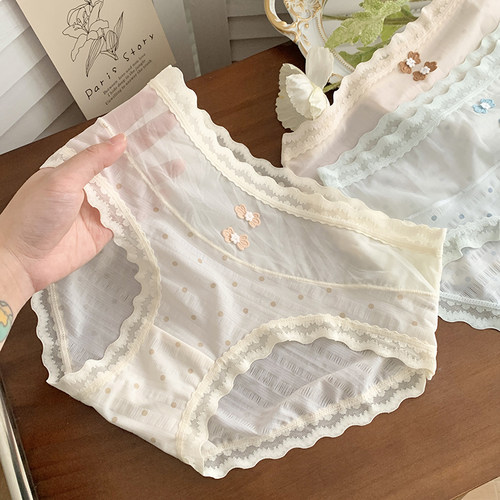 芋圆啵啵~夏季新款网纱舒适透气可爱三角裤女生内裤女士纯棉2025