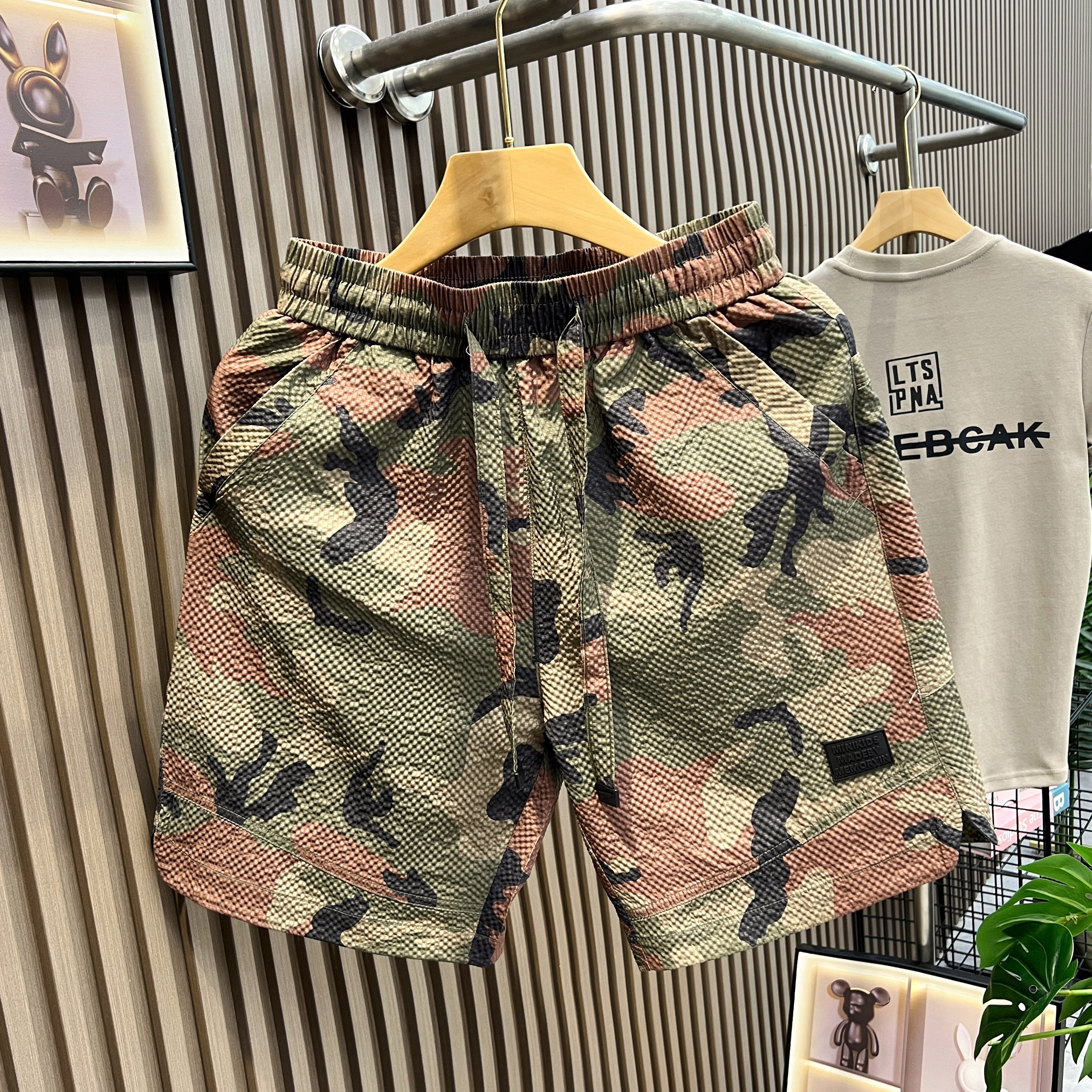 夏季薄款潮牌迷彩休闲短裤男时尚高级百搭宽松运动外穿五分沙滩裤