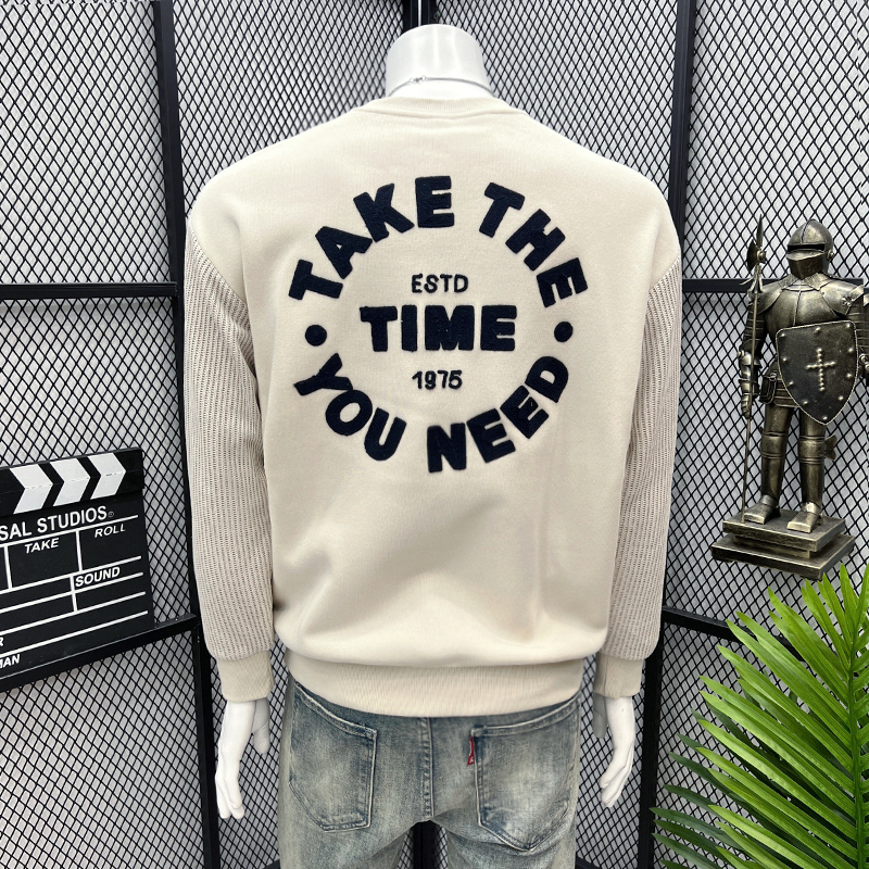 宽松百搭拼接加绒秋装上衣服潮牌