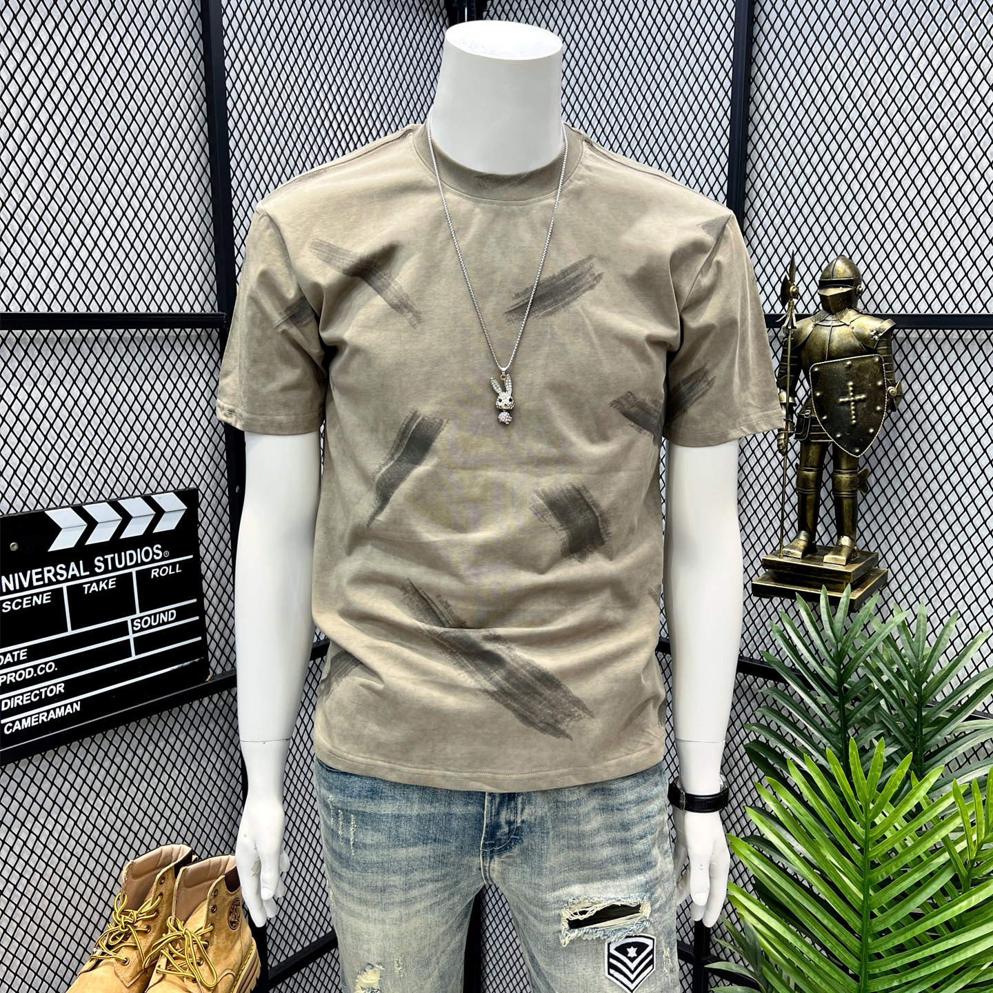 欧货男士高端扎染宽松圆领短袖T恤2026新款夏季轻奢潮牌半袖上衣