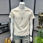 2026年新款夏季短袖T恤男士圆领半袖体恤衫男款钢印上衣百搭衣服