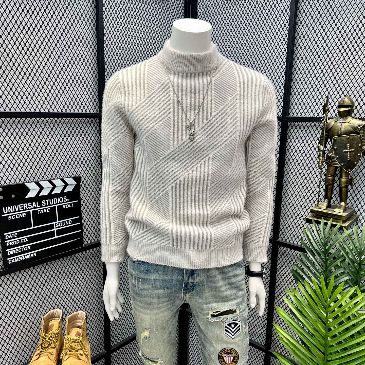 设计高级毛衣男潮流百搭美式复古