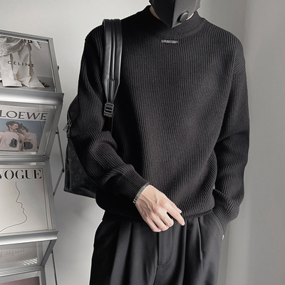 设计感毛衣男装宽松美式复古帅气