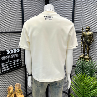 重磅高端复古刺绣潮牌短袖T恤男款夏季2025年打底衫美式宽松半袖