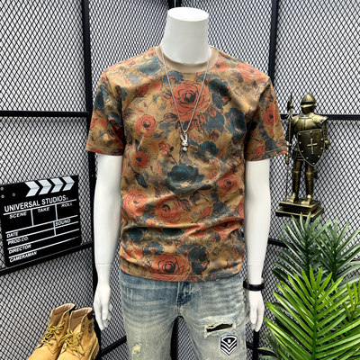 网红同款短袖T恤男潮流美式复古