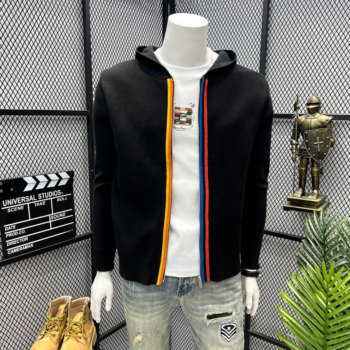 设计感毛衣男装宽松美式复古帅气