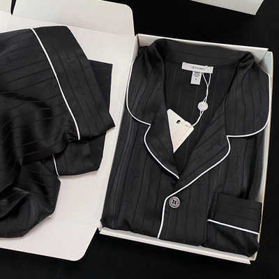 私密公主情侣真丝条纹睡衣