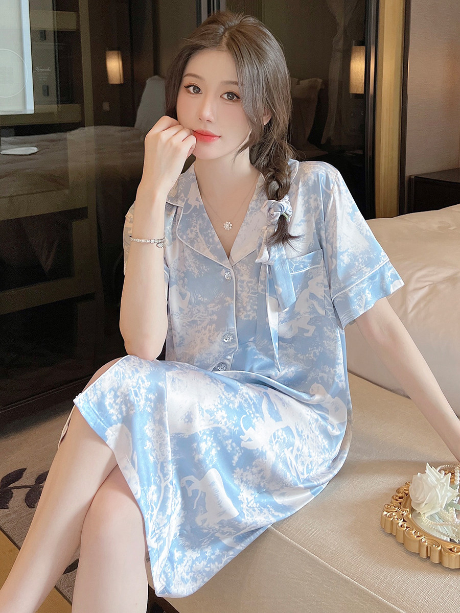 真丝睡衣女春夏季家居服性感睡衣
