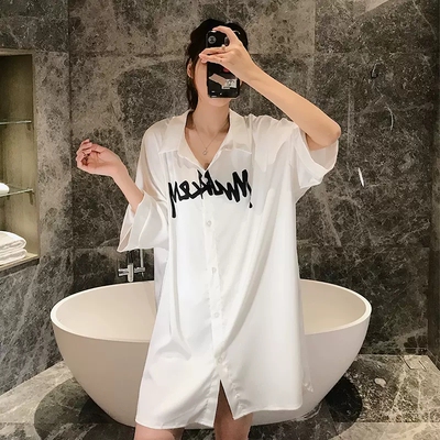 真丝睡衣夏季衬衫睡裙