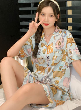 维密薇女三件套装睡衣真丝家居服