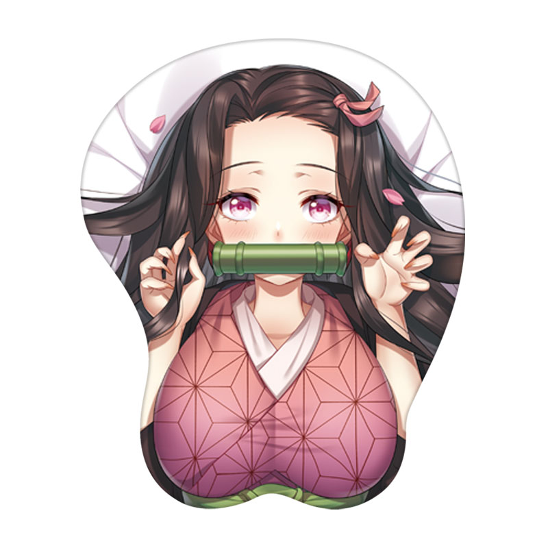 鬼灭之刃动漫灶门祢豆子美女胸部3d立体护腕鼠标垫硅胶手腕垫定制