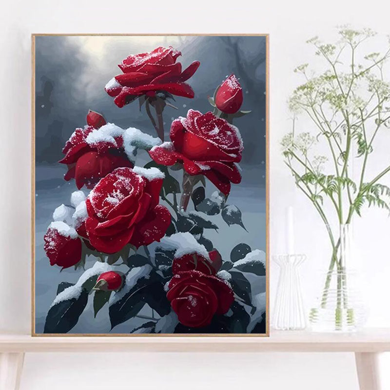 浪漫红色玫瑰客厅卧室满钻带框手工粘贴钻小幅2023新款植物钻石画,居家布艺,钻石绣,淘宝优惠券,粉丝福利购,淘宝优惠卷