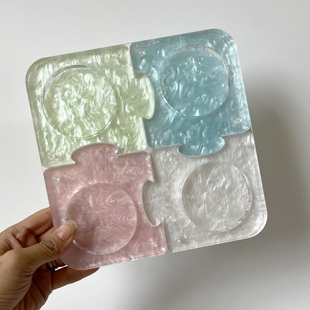 创意动漫二次元 谷美摆拍道具收纳置物水波纹多色拼图吧唧砖