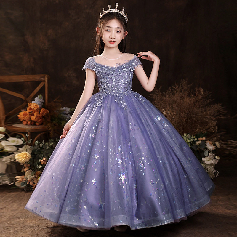 高级感儿童晚礼服花童婚礼小女孩纱裙生日公主裙主持人钢琴演出服图片