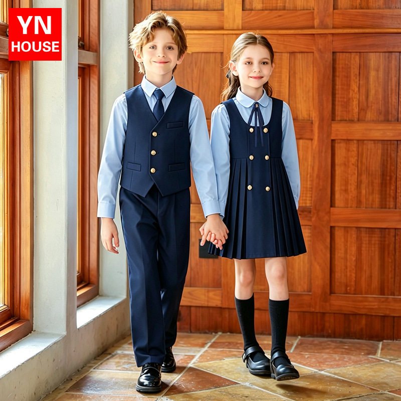 小学生校服套装秋新品英伦风儿童合唱演出服幼儿园园服连衣裙套装
