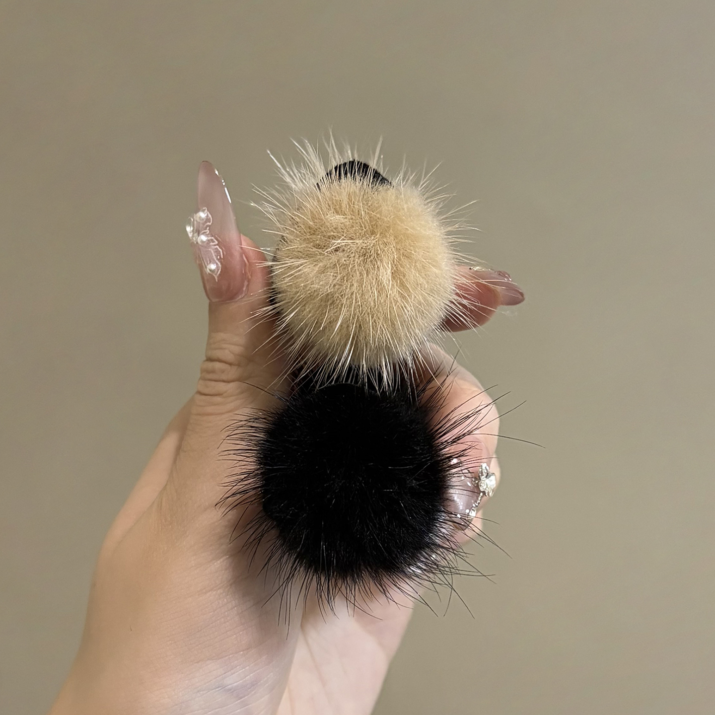 小号水貂毛毛头发抓夹发夹子头饰发卡子女夹侧边精灵耳公主头秋冬