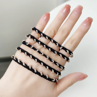 水钻头绳小橡皮筋发圈女扎头发绳头饰带钻高级感2025年新款 皮套绑