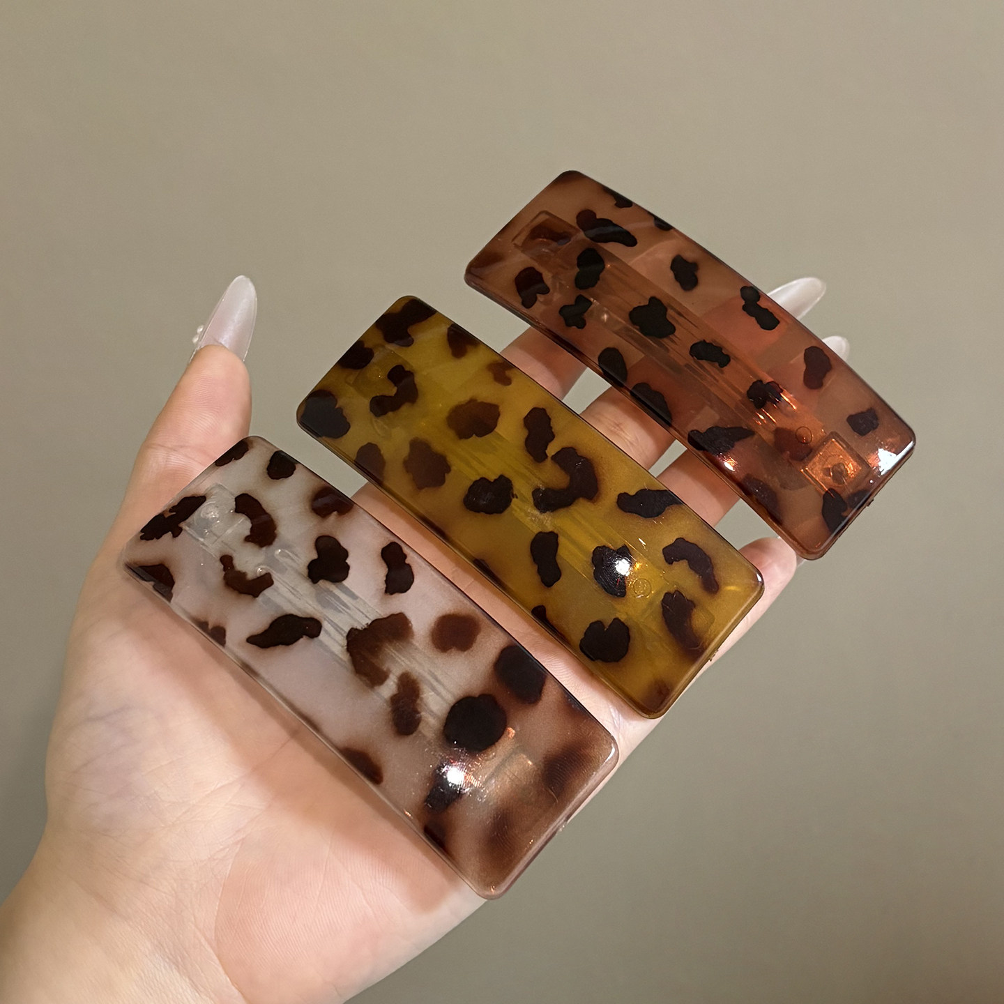 诗情画意豹纹宽款弹簧夹发卡图片