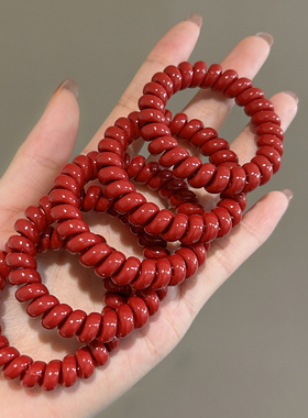 红色电话线头绳小橡皮筋发圈女扎头发绳头饰品胶圈皮套简约本命年