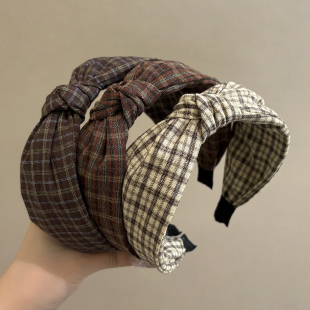 2025新款 格子高颅顶发箍女头箍压发卡发捆头饰发旅气质美洋气减龄