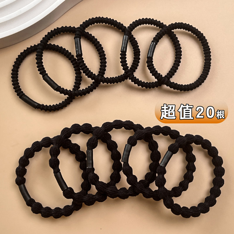 藕节螺纹发圈头绳黑色简约