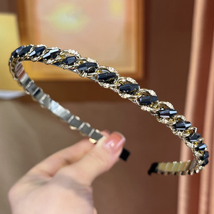 仿水晶发箍女款 气质发旅发窟百搭外出 头箍压发卡发捆头饰链条细款