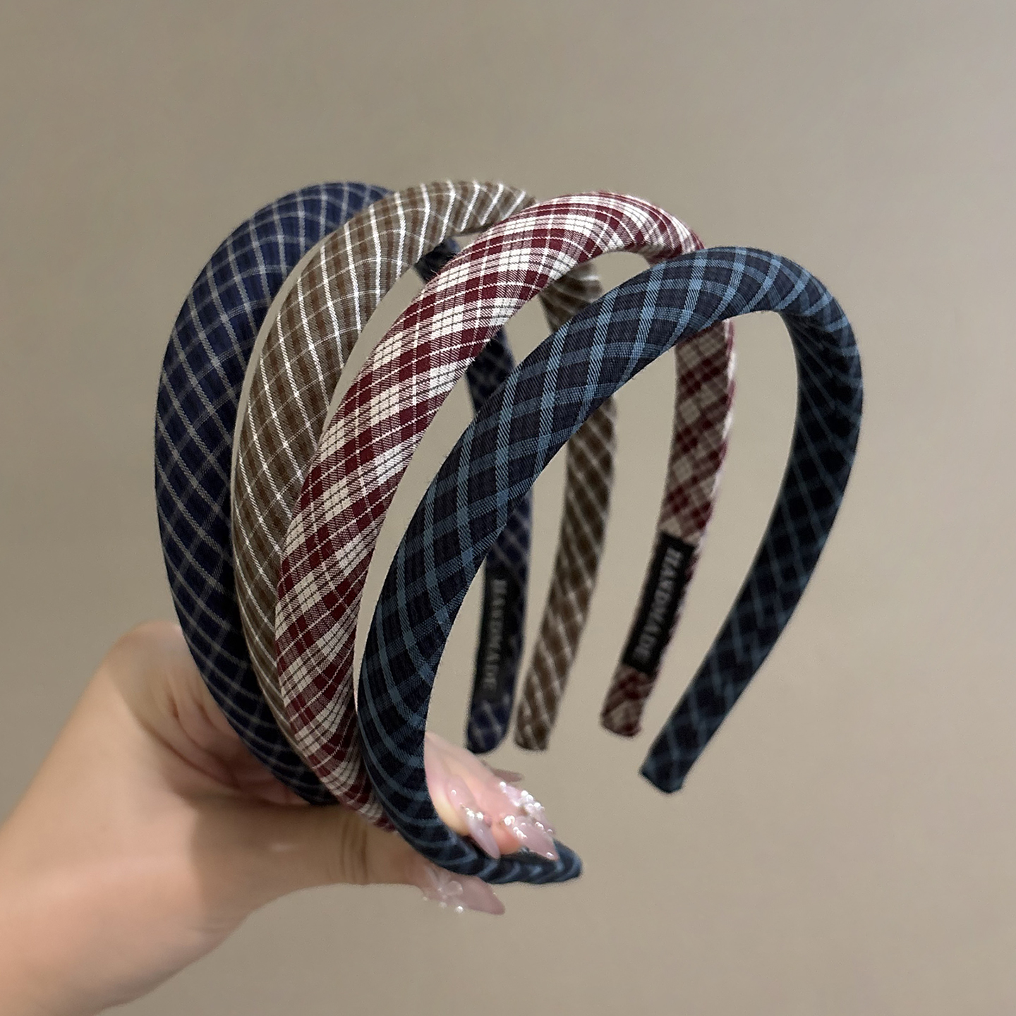 诗情画意格子细款高颅顶发箍