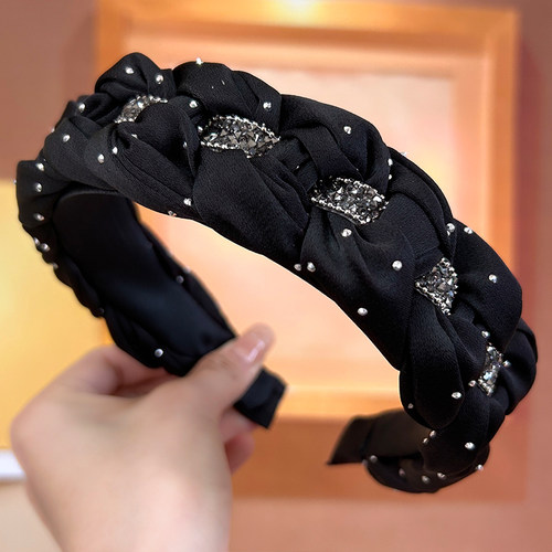 宽边高颅顶水钻发箍头箍