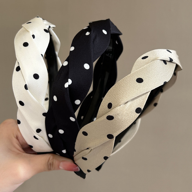 2025新款圆点波点高级感麻花发箍女头箍压发卡发捆头饰发旅高颅顶