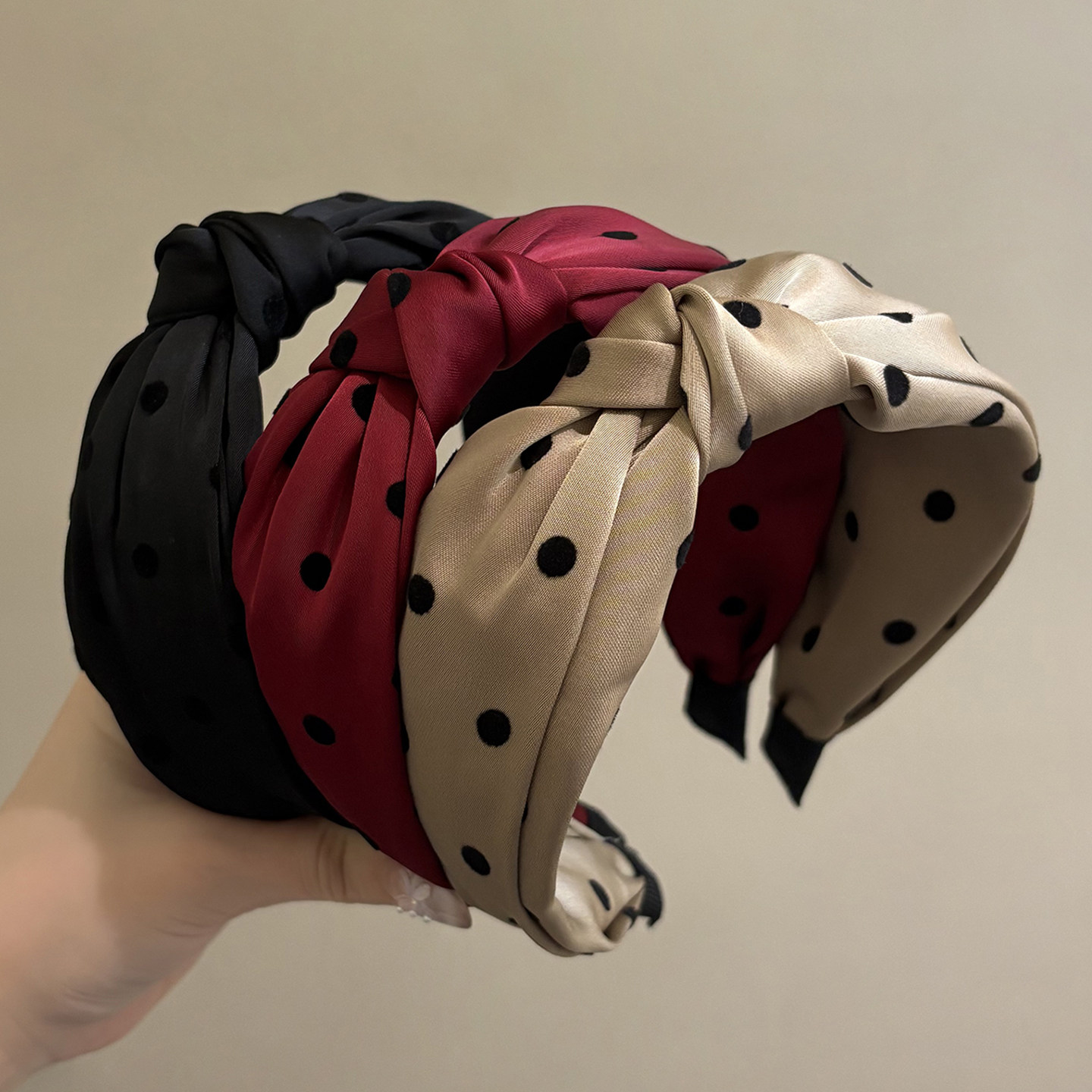 2025新款高颅顶波圆点气质发箍女头箍压发卡发捆头饰波点中年妈妈