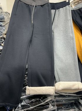 图作0066加绒加厚2025冬季新款松紧腰窄版阔腿裤休闲裤女