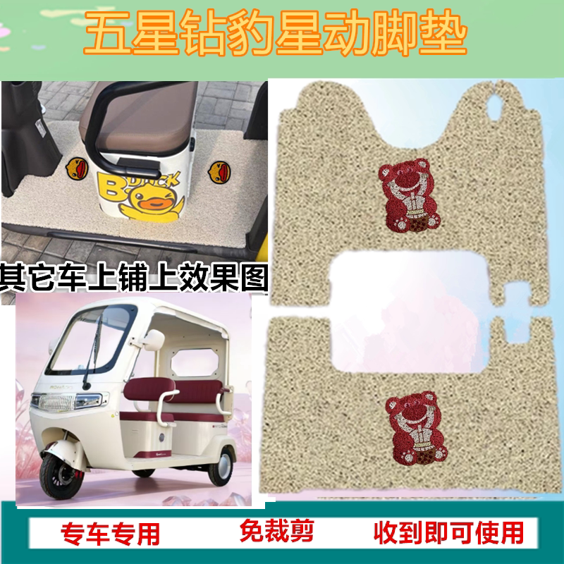 适用五星钻豹星动电动三轮车脚垫防水防晒加厚丝圈垫脚踏踩坐垫套
