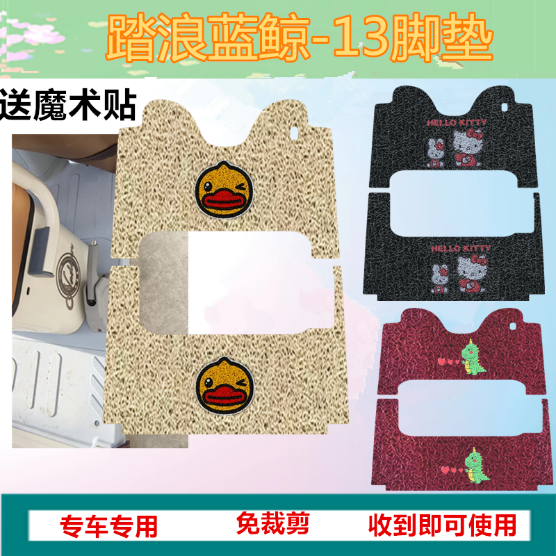 适用于踏浪蓝鲸-13电动三轮车脚垫防水丝圈踏板垫脚踏垫免裁剪