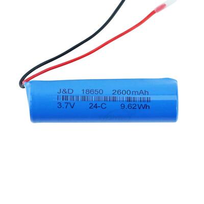 18650锂电池带板加线3.7v2600mah化妆镜灭蚊灯蓝牙音箱kc认证电池