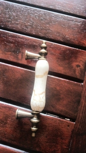 陶瓷拉手青古铜橱柜衣柜门现代大理石纹金色76孔距把手